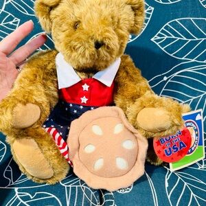 Patriotic Teddy Bear with Pie Plush